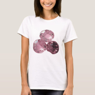 Auffallende silberne DREI ROSA GLAS KUGELN T-Shirt
