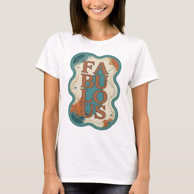 Auffallender orange FABULOUS 3D-Text Kunst T-Shirt (Vorderseite)