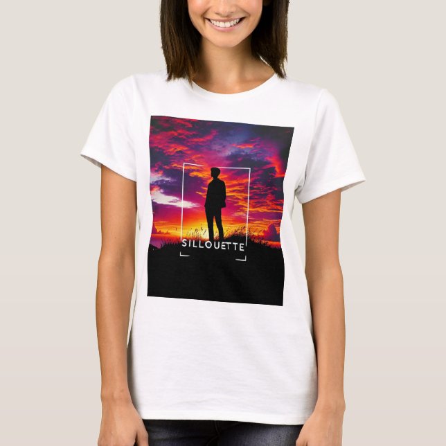 Auffallender Silhouette Sonnenuntergang T - Shirt (Vorderseite)