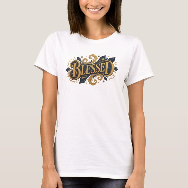 Auffallendes BLESSED 2D-Art-Design T-Shirt (Vorderseite)