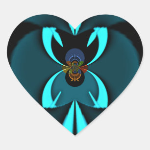 Auffallendes Design für Cyan und Black Vector Herz-Aufkleber