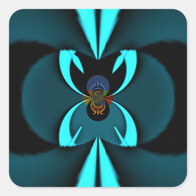 Auffallendes Design für Cyan und Black Vector Quadratischer Aufkleber (Vorderseite)
