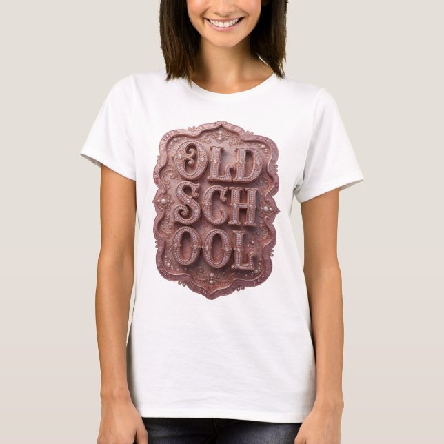 Auffallendes Gold OLD SCHOOL Statement Design T-Shirt (Vorderseite)