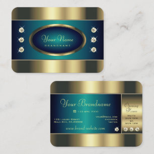 Auffallendes Gold Teal mit funkelnden Rhinestones Visitenkarte
