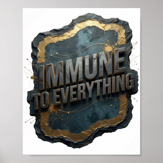 Auffallendes Grau IMMUN GEGEN ALLES 3D-Textkunst Poster (Vorne)