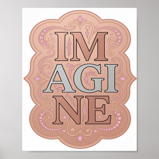 Auffallendes graues IMAGINE-Kunstmotiv Poster (Vorne)