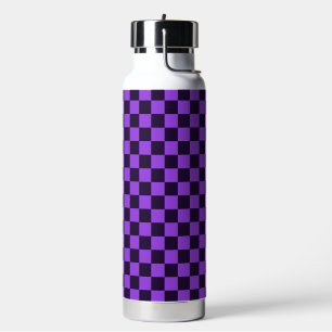 Auffallendes lila-lila Schachbrettmuster Trinkflasche