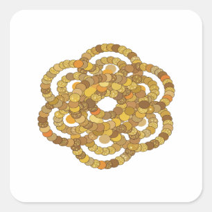 Auffallendes Orange GOLDENE SPIRALE AUS MÜNZEN Quadratischer Aufkleber