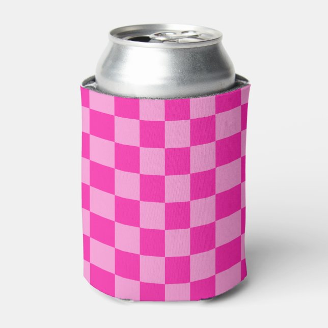 Auffallendes rosa Schachbrettmuster Dosenkühler (Kanne Vorderseite)