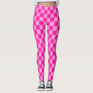 Auffallendes rosa Schachbrettmuster Leggings