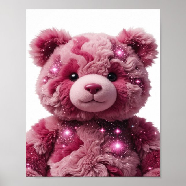 Auffallendes Rosa SPACE BEAR 3D-Textkunst Poster (Vorne)