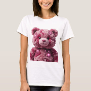 Auffallendes Rosa SPACE BEAR 3D-Textkunst T-Shirt