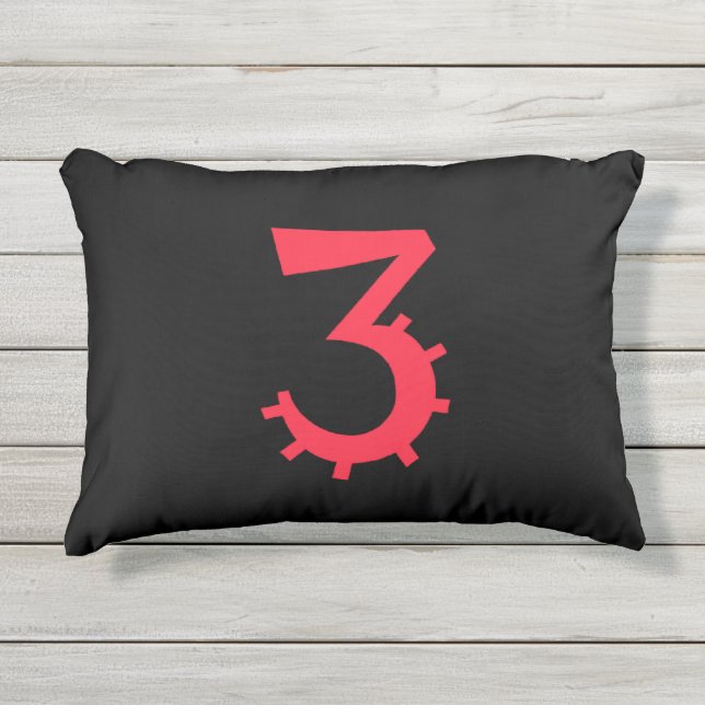 Auffallendes Schwarz-Rot-Design "3" Kissen Für Draußen (Vorderseite)