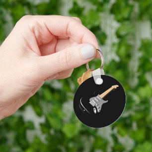 Auffallendes schwarzes elektrisches Gitarrenmusiki Schlüsselanhänger