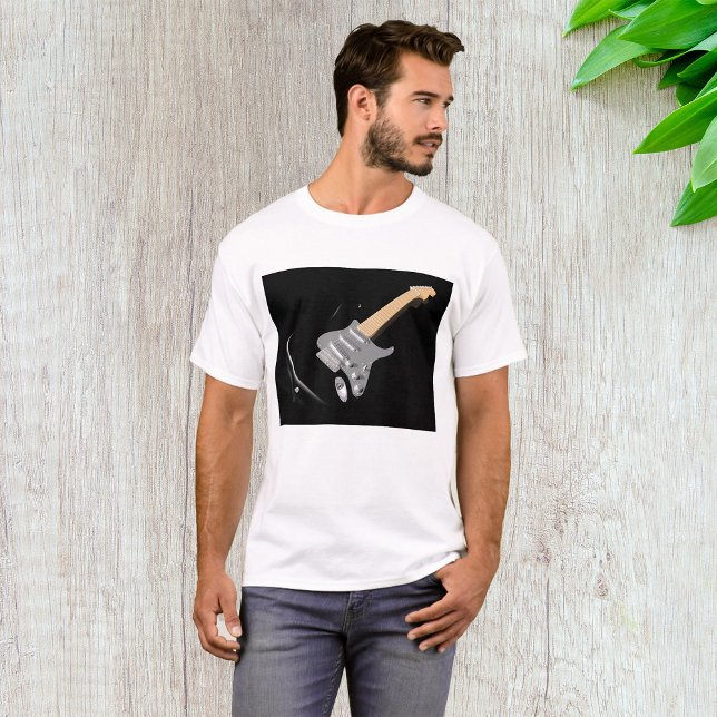 Auffallendes schwarzes elektrisches Gitarrenmusiki T-Shirt (Von Creator hochgeladen)
