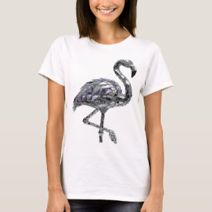 auffallendes Silber FLAMINGO Textdesign T-Shirt