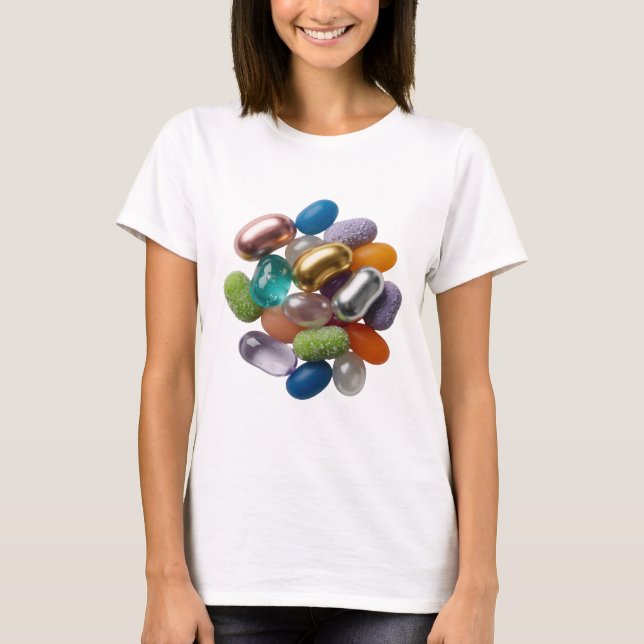 Auffallendes Silber GUMMY BEARS Textdesign T-Shirt (Vorderseite)