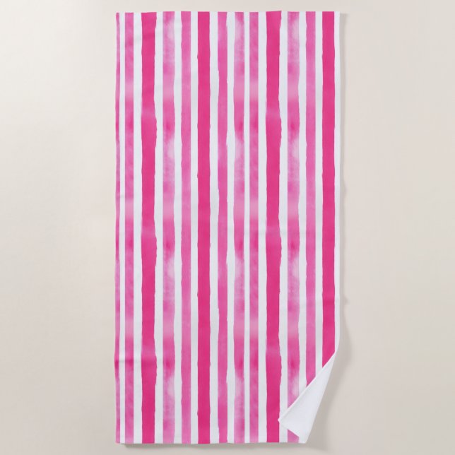 Auffallendes Strandtuch aus Hot Pink Stripe (Vorderseite)