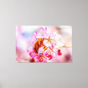 Auffällige Ansammlung rosa Sakurablüten im Frühlin Leinwanddruck