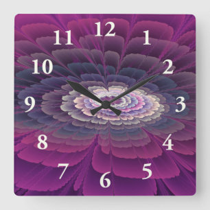 Auffällige Blumenfarbige Abstrakte Fraktal-Kunst R Quadratische Wanduhr