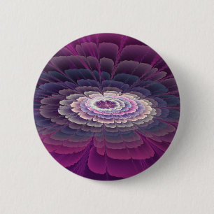 Auffällige Blumenfarbige abstrakte Fraktalkunst Ro Button