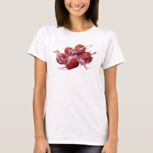 Auffällige rote abstrakte Erdbeeren T-Shirt