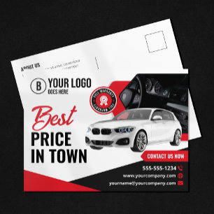 Auffälliger Autohändler Auto Mietwagen Vermietung  Postkarte