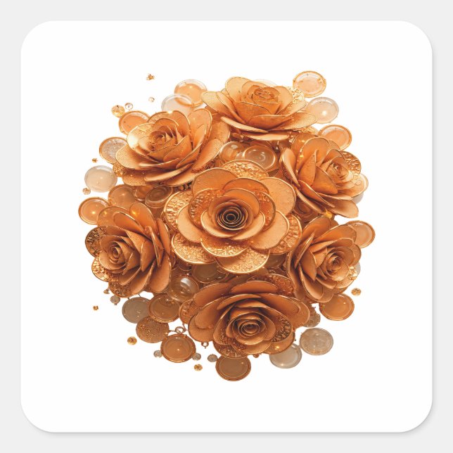 Auffälliger Silber-GOLDENE ROSEN Sticker Art (Vorderseite)