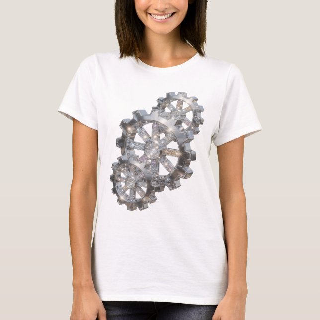 Auffälliger silberner ABSTRACT ART Mode Druck T-Shirt (Vorderseite)