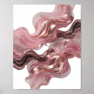 Auffälliger silberner KUNSTDRUCK ABSTRACT ART v2 Poster