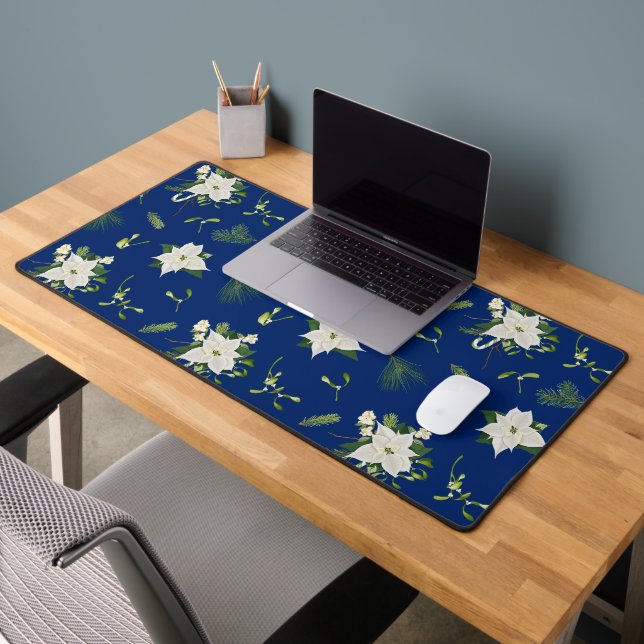 Auffälliges florales Muster in Marineblau Schreibtischunterlage (Büro 2)