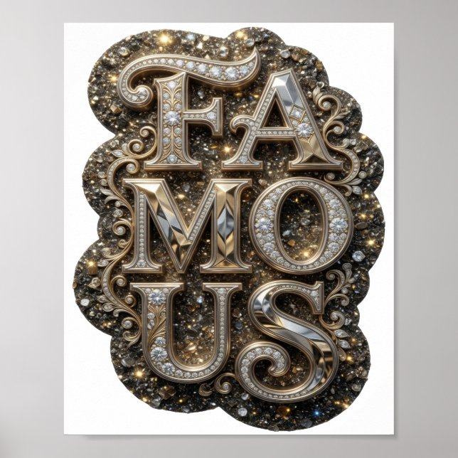Auffälliges Gold Berühmtes Slogan-Design Poster (Vorne)
