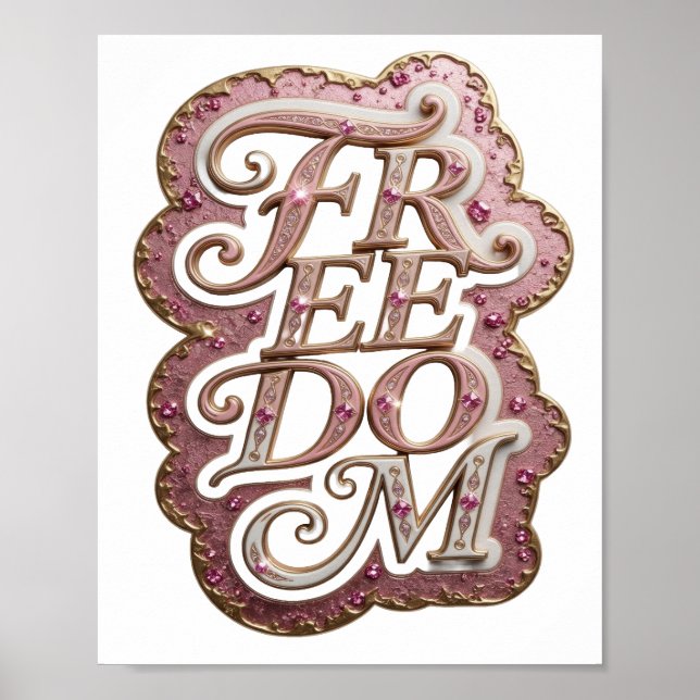 Auffälliges Gold FREEDOM Grafikdesign Poster (Vorne)