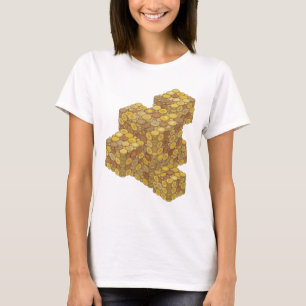 Auffälliges Grau COINS Slogan Design T-Shirt