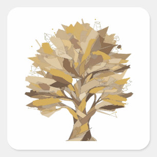 Auffälliges graues TREE OF LIFE Etikettendesign Quadratischer Aufkleber