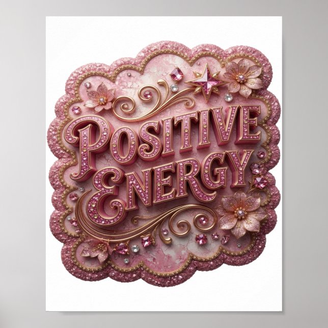Auffälliges Rosa POSITIVE ENERGY Design Poster (Vorne)