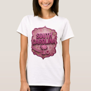 Auffälliges Rosa SOUTH CAROLINA Tragbare Kunst T-Shirt