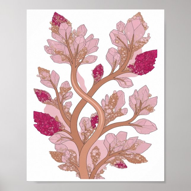 Auffälliges Silber CRYSTAL TREE Statement Design Poster (Vorne)