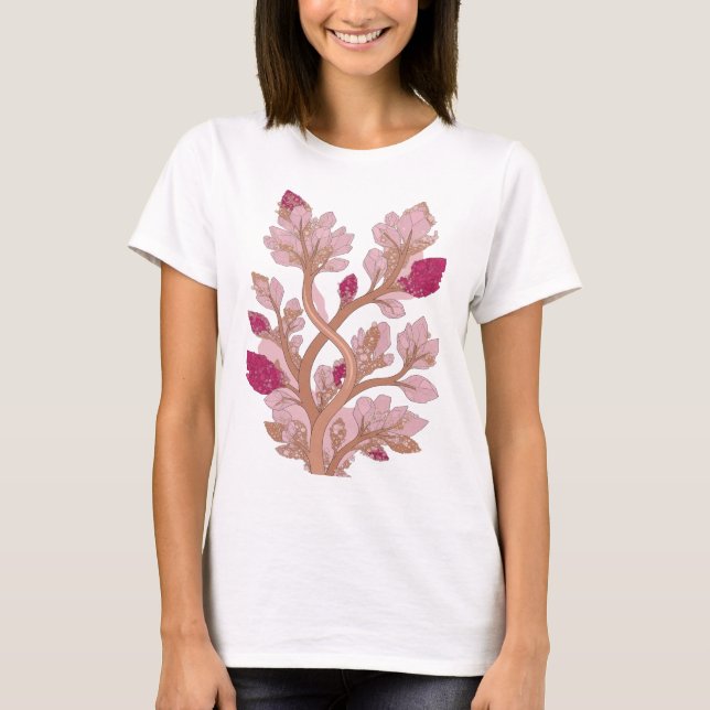 Auffälliges Silber CRYSTAL TREE Statement Design T-Shirt (Vorderseite)