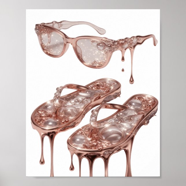 Auffälliges Silber ROSE GOLD GLAMOUR Textdesign Poster (Vorne)