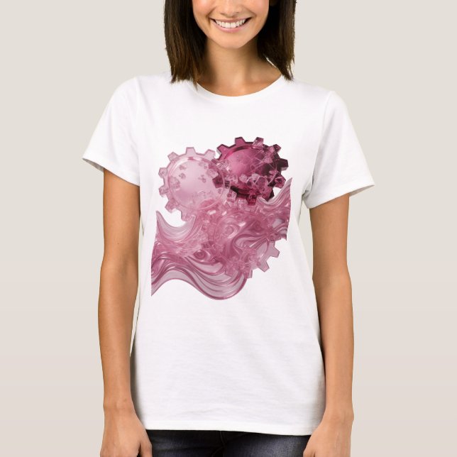 Auffälliges Silbernes ABSTRACT ART Statement Desig T-Shirt (Vorderseite)