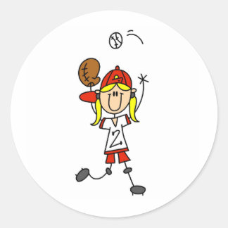 Auffangen eines Softball-Sticker Runder Aufkleber