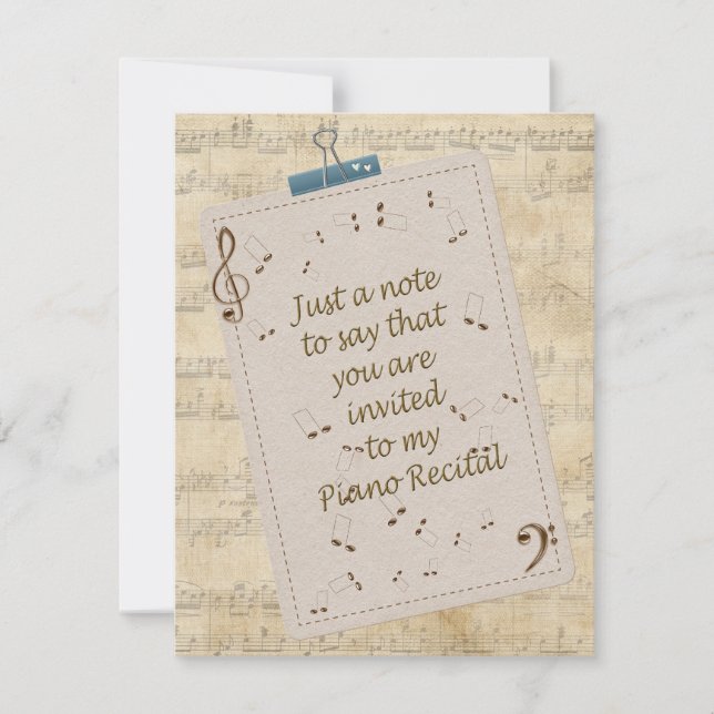 Aufforderung zur Erwägung von Piano Einladung (Vorderseite)
