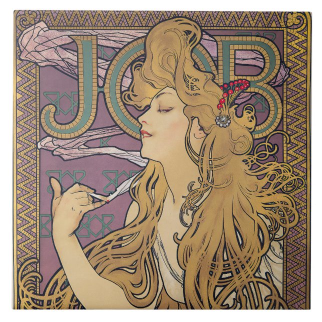 Aufgabe (1896) von Alphonse Mucha Fliese (Vorderseite)
