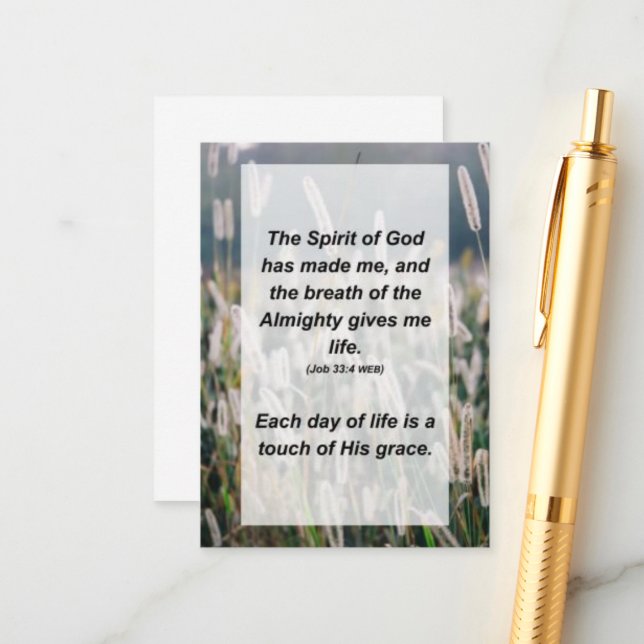 Aufgabe 33:4 Der Geist Gottes hat mich gemacht, un Begleitkarte (Vorderseite/Rückseite Beispiel)