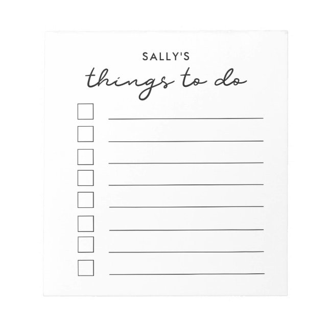 Aufgabenliste Notizblock (Vorderseite)