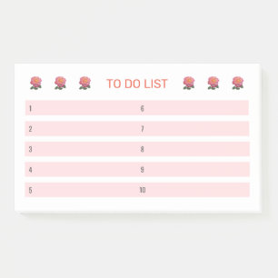 Aufgabenliste Rosen auf Rosa und Weiß Post-it Klebezettel