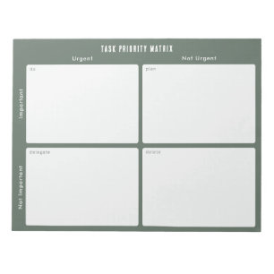 Aufgabenpriorität und Planer-Matrix (Grün) Notizblock