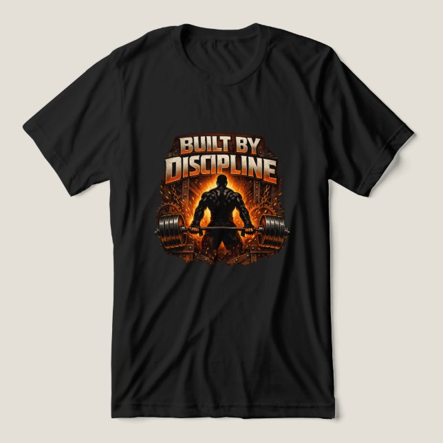 Aufgebaut durch Disziplin Tri-Blend Shirt (Design Vorderseite)