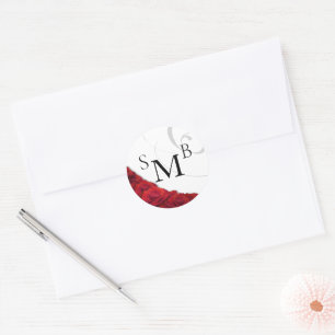 Aufgeblühte Rote Rosen Hochzeit Runder Aufkleber